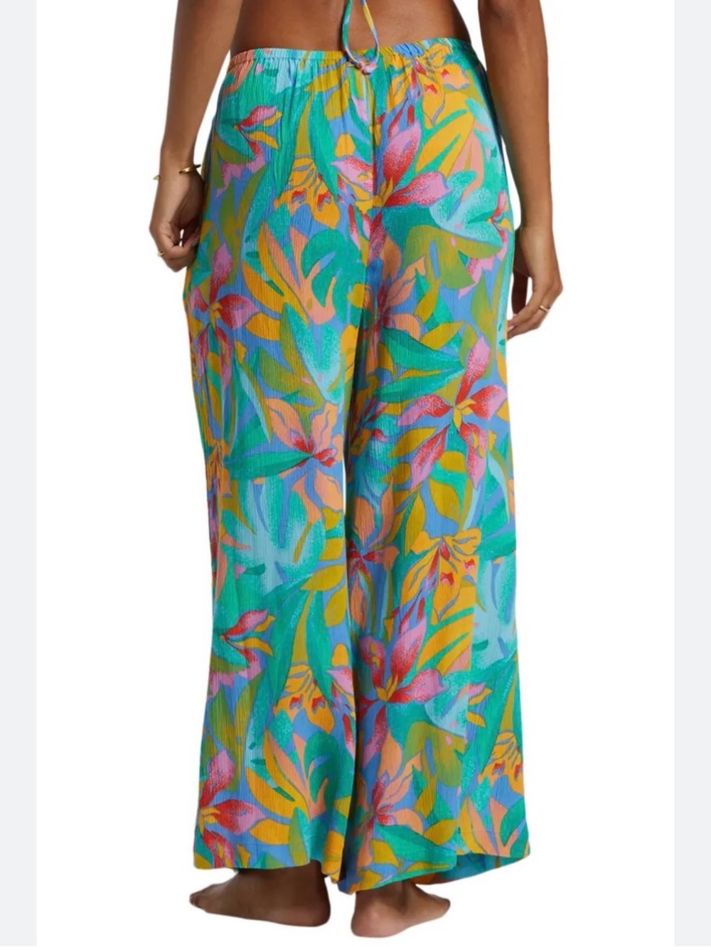 Billabong Sun Catcher Floral Print Wide Leg Pants sz large resortwear beach